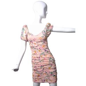 Y2K Guess Sweetheart Neck Womens Size 0 Ruched Bodycon Fairycore Whimsical Dress